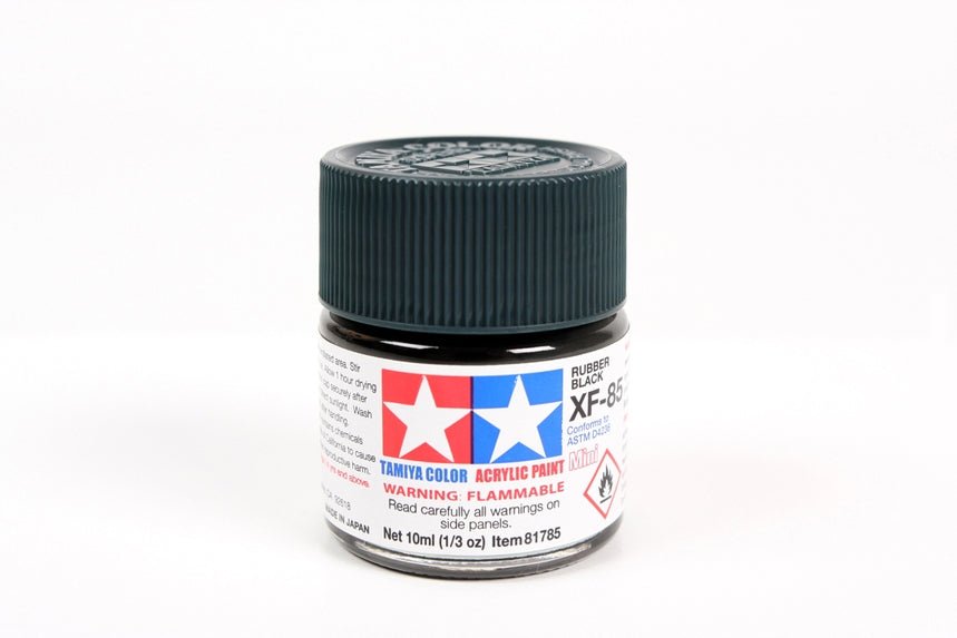 Tamiya Mini Acrylic 10 ml - XF - 85 Rubber Black Matte Finish - The Merri Artist - merriartist.com