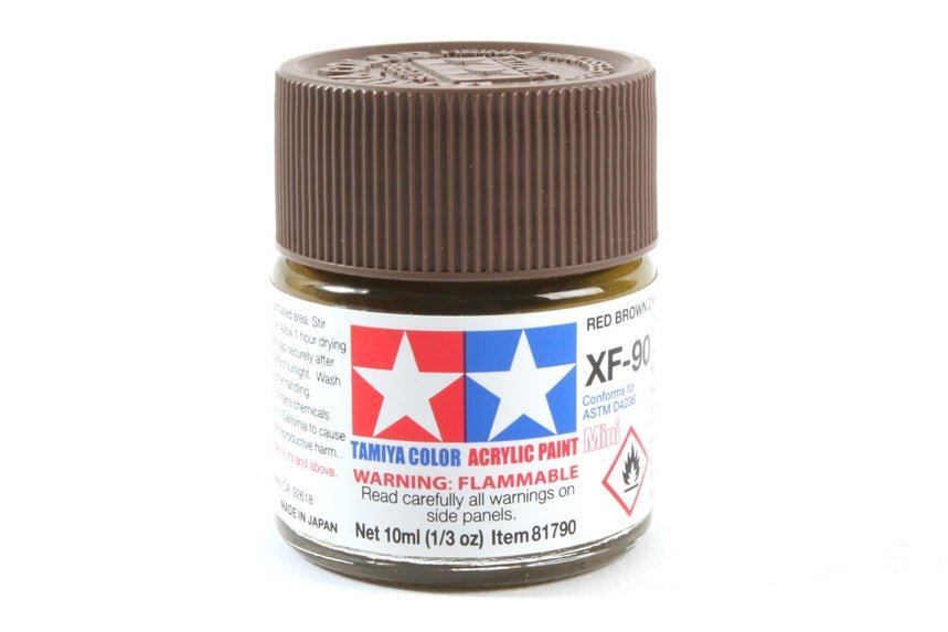 Tamiya Mini Acrylic 10 ml XF - 90 Red Brown 2 Matte Finish - The Merri Artist - merriartist.com
