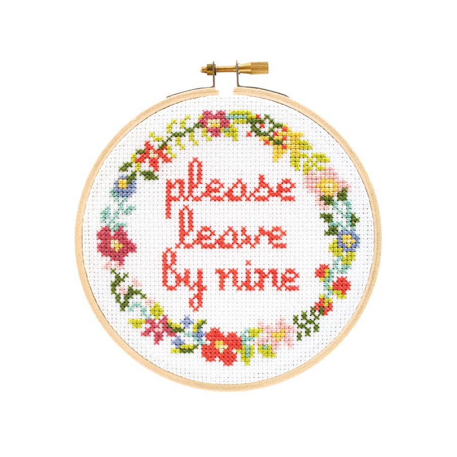 The Stranded Stitch - Please Leave By Nine Cross Stitch Kit - The Merri Artist - merriartist.com