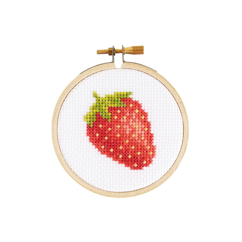 The Stranded Stitch - Strawberry DIY Mini Cross Stitch Kit - The Merri Artist - merriartist.com