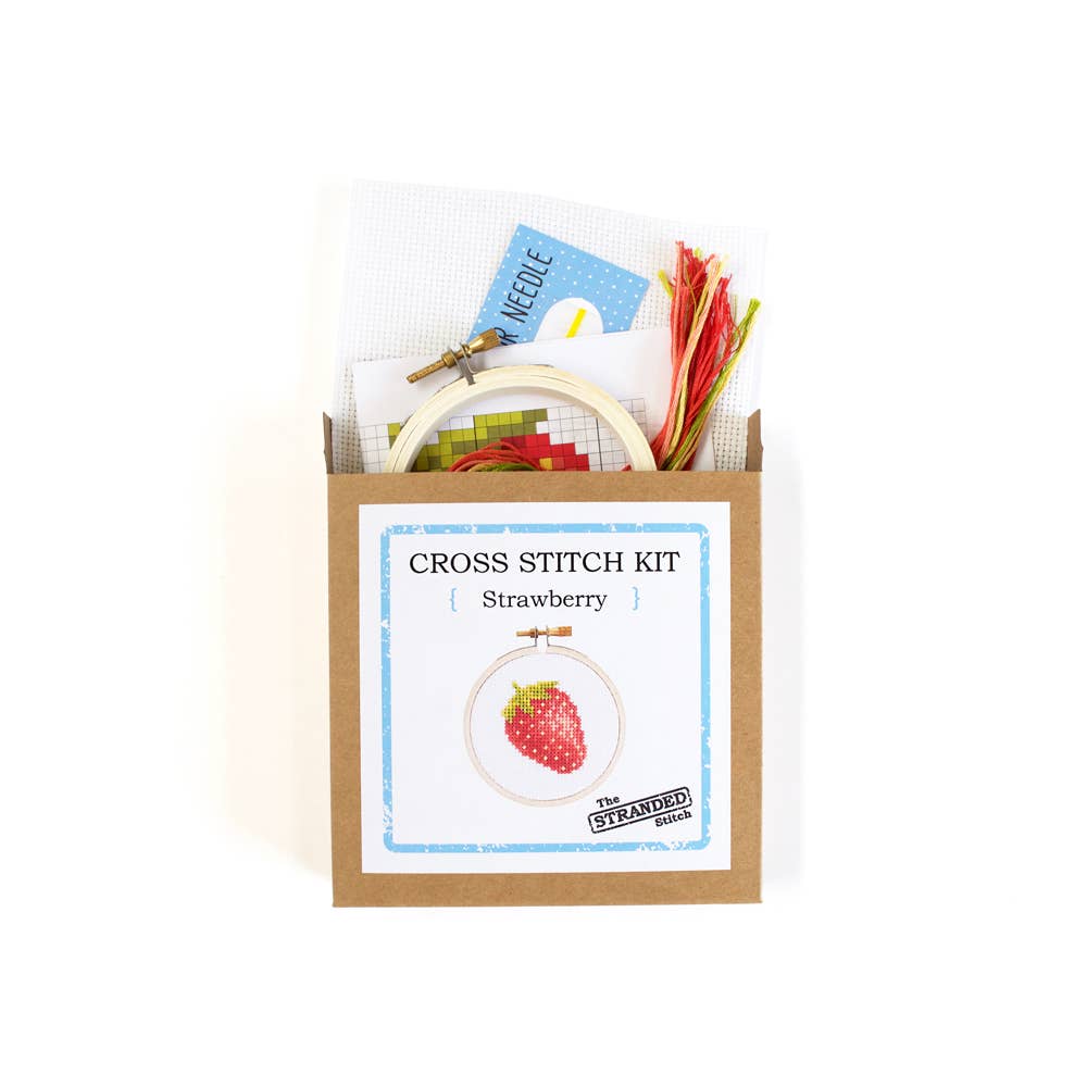 The Stranded Stitch - Strawberry DIY Mini Cross Stitch Kit - The Merri Artist - merriartist.com