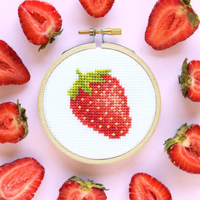 The Stranded Stitch - Strawberry DIY Mini Cross Stitch Kit - The Merri Artist - merriartist.com