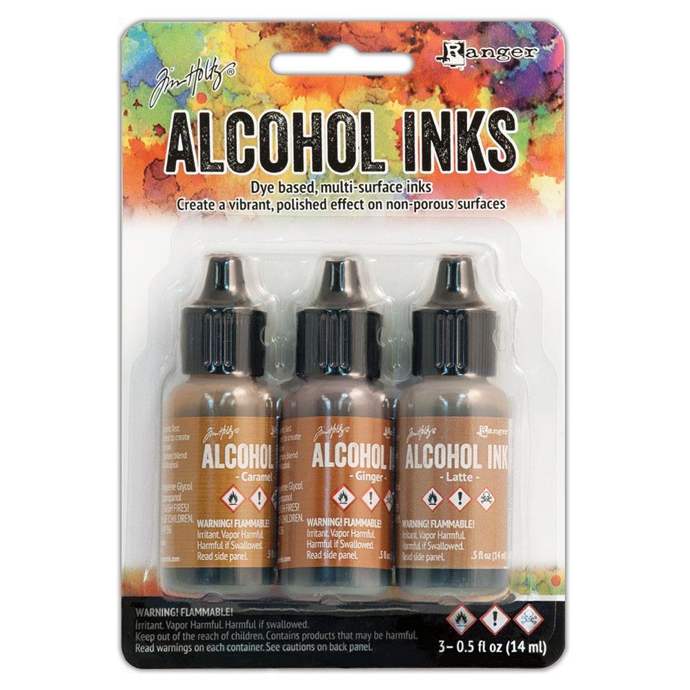 Tim Holtz Alcohol Ink Set of 3 - Cabin Cupboard (Caramel, Ginger, Latte) - The Merri Artist - merriartist.com