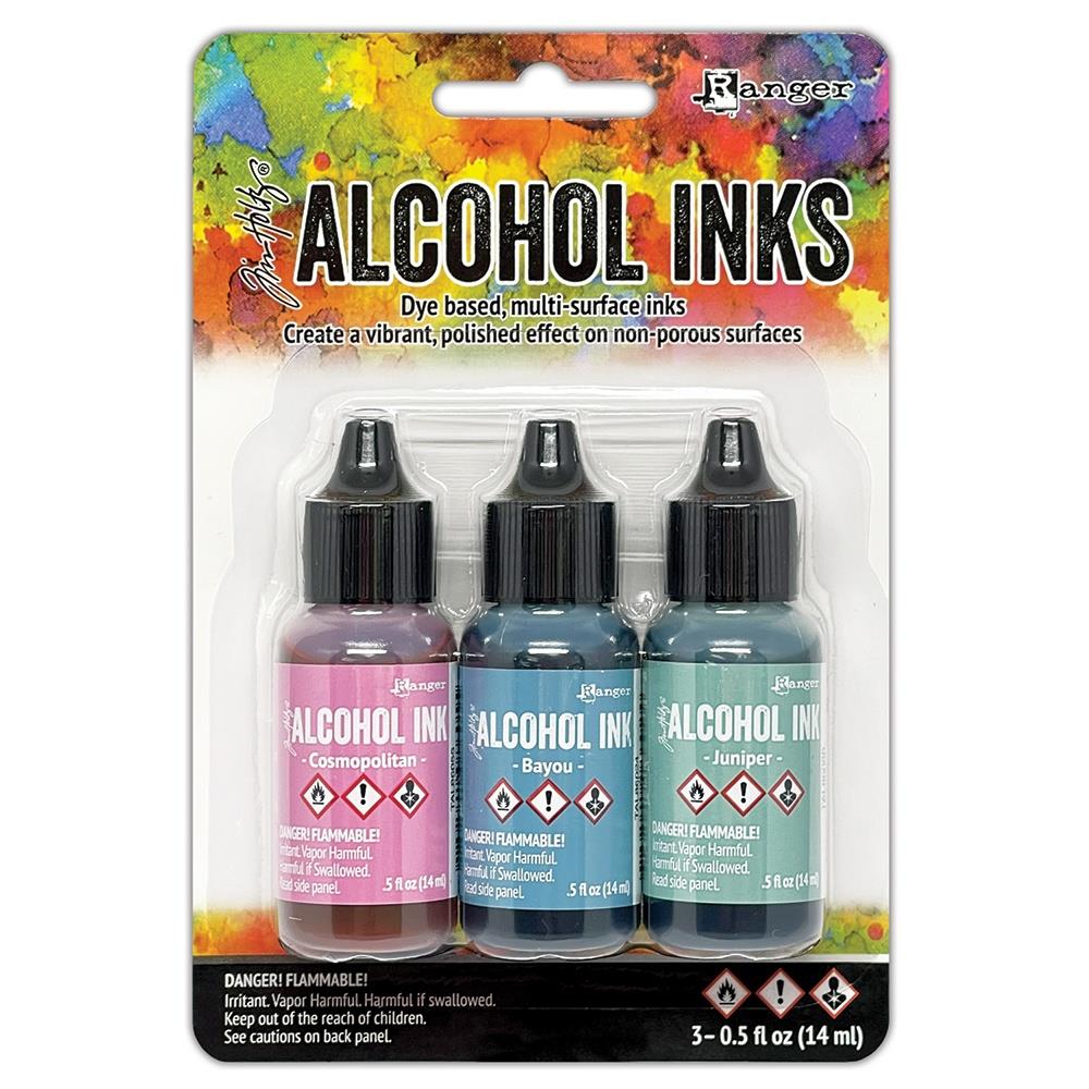 Tim Holtz Alcohol Ink Set of 3 - Getaway (Cosmopolitan, Bayou, Juniper) - The Merri Artist - merriartist.com