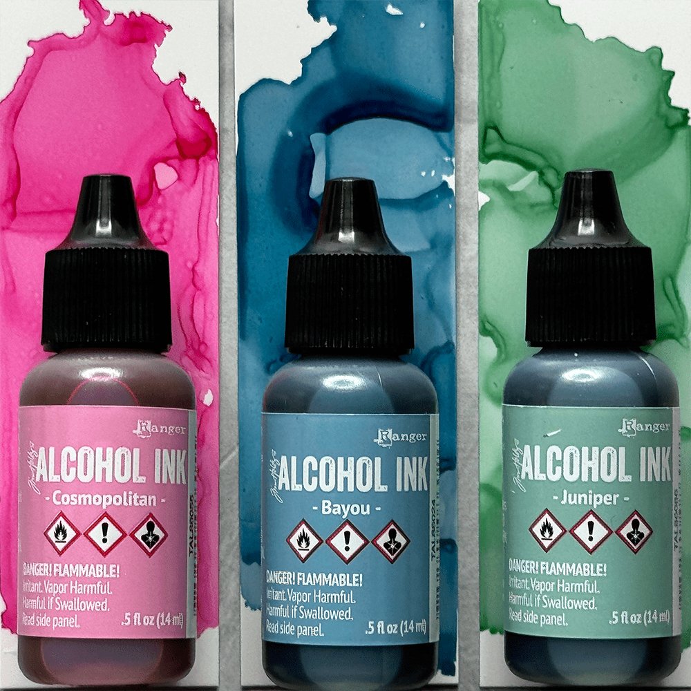 Tim Holtz Alcohol Ink Set of 3 - Getaway (Cosmopolitan, Bayou, Juniper) - The Merri Artist - merriartist.com