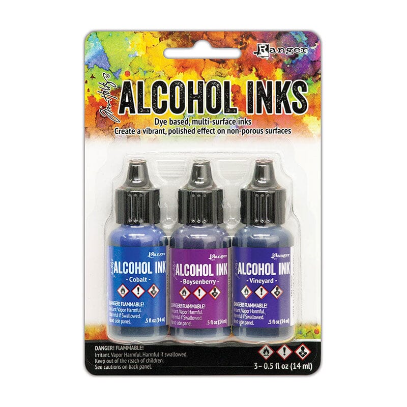 Tim Holtz Alcohol Ink Set of 3 - Indigo/Violet Spectrum - The Merri Artist - merriartist.com