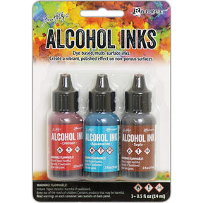 Tim Holtz Alcohol Ink Set of 3 - Rodeo (Crimson,Aquamarine,Sepia) - The Merri Artist - merriartist.com