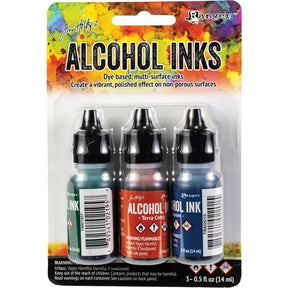 Tim Holtz Alcohol Ink Set of 3 - Rustic Lodge (Bottle, Terra - Cotta, Denim) - The Merri Artist - merriartist.com