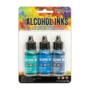 Tim Holtz Alcohol Ink Set of 3 - Teal/Blue Spectrum - The Merri Artist - merriartist.com