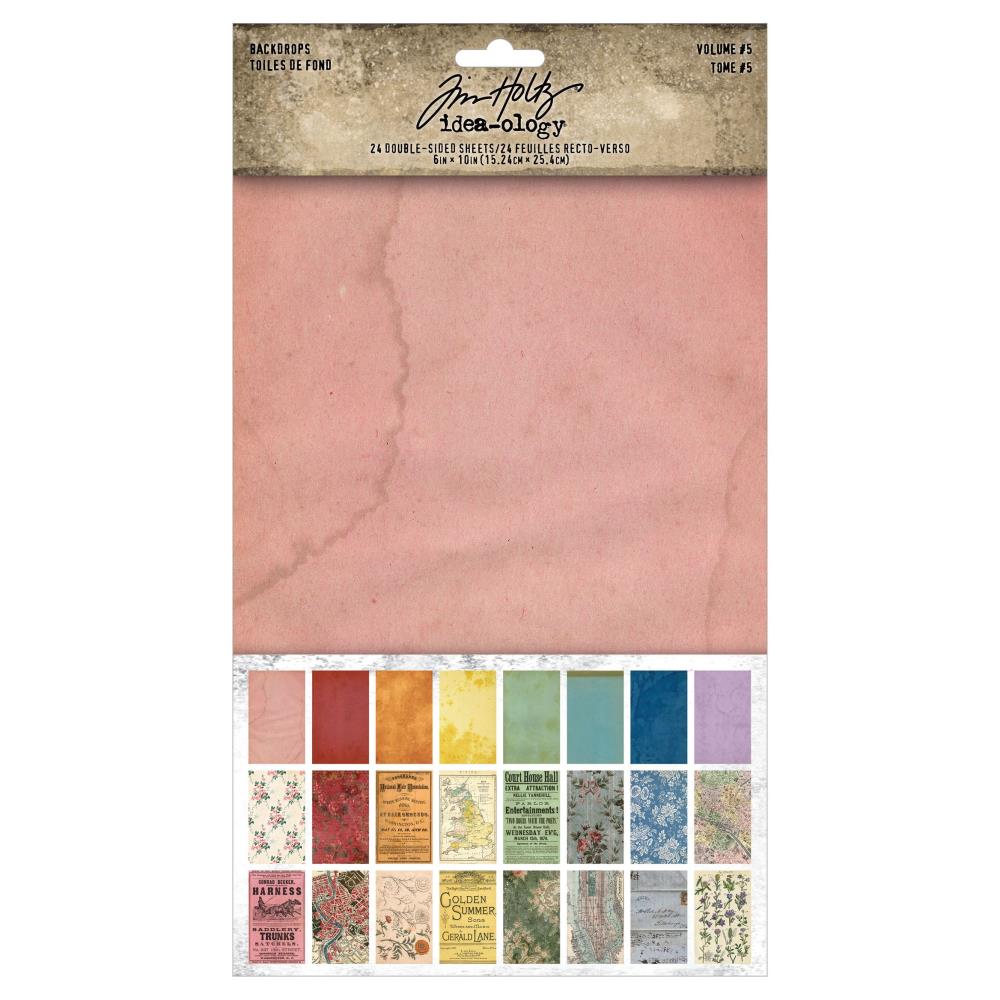 Tim Holtz Idea - Ology Backdrops Double - Sided Cardstock 6"X10" Pack of 24 - Volume 5 - The Merri Artist - merriartist.com