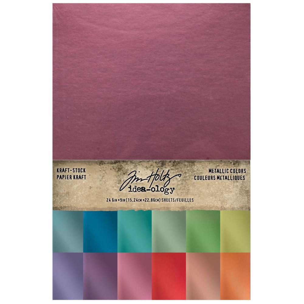 Tim Holtz Idea - Ology Cardstock Pad 6"X9" 24 Sheets - Metallic Colors (2 ea of 12 colors) - The Merri Artist - merriartist.com