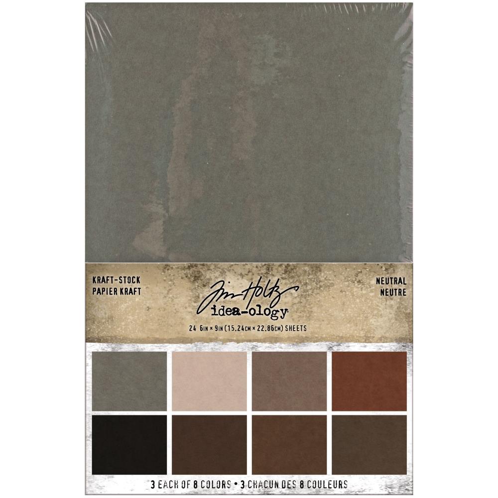 Tim Holtz Idea - Ology Cardstock Pad 6"X9" 24 Sheets - Neutral Colors (3 ea of 8 colors) - The Merri Artist - merriartist.com