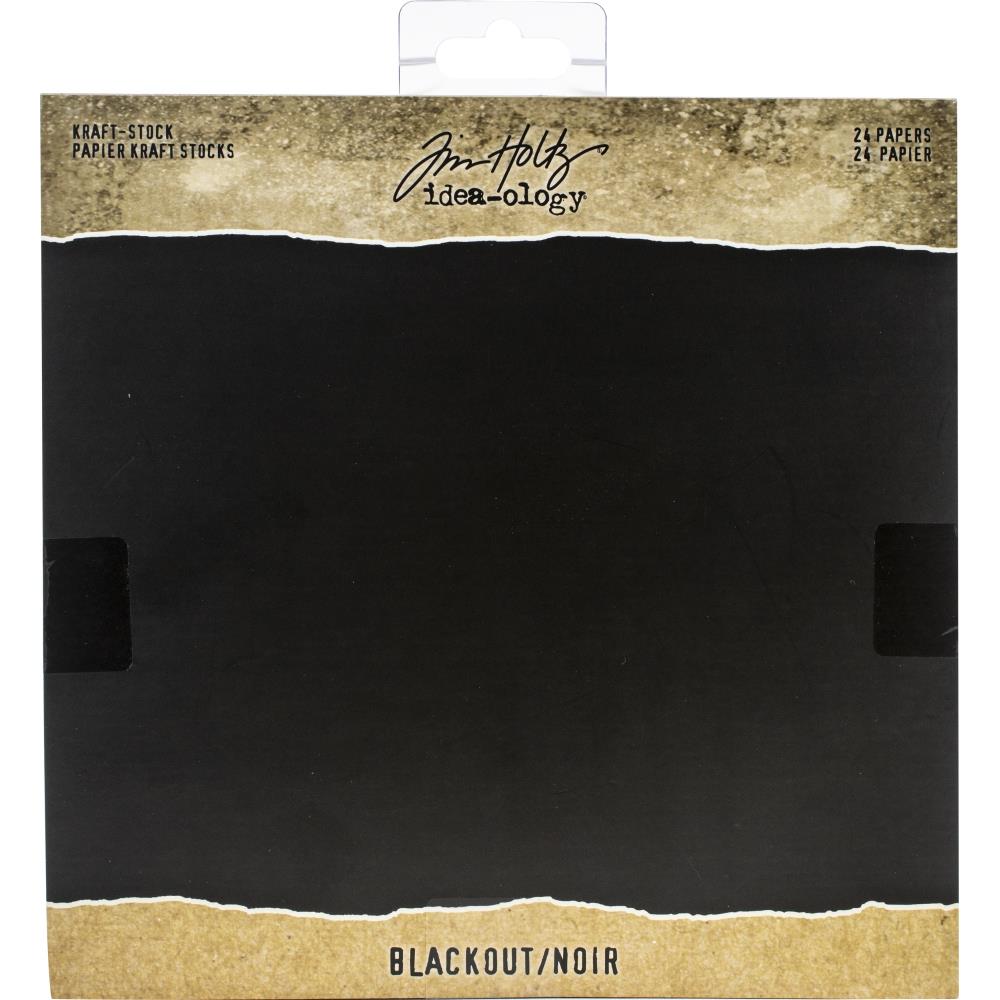 Tim Holtz Idea - Ology Kraft Stock Cardstock Pad of 24 Sheets - 8"X8" - Blackout - The Merri Artist - merriartist.com