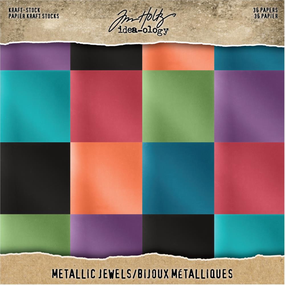 Tim Holtz Idea - Ology Paper Stash Kraft Metallic Paper Pad 8"X8" 36 Pack - Jewels - The Merri Artist - merriartist.com
