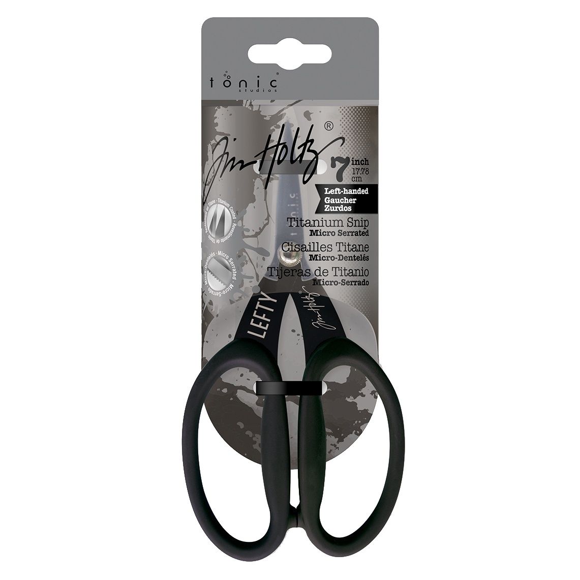 Tim Holtz Non - Stick Titanium Micro Serrated Scissors 7" - Left - Handed - The Merri Artist - merriartist.com