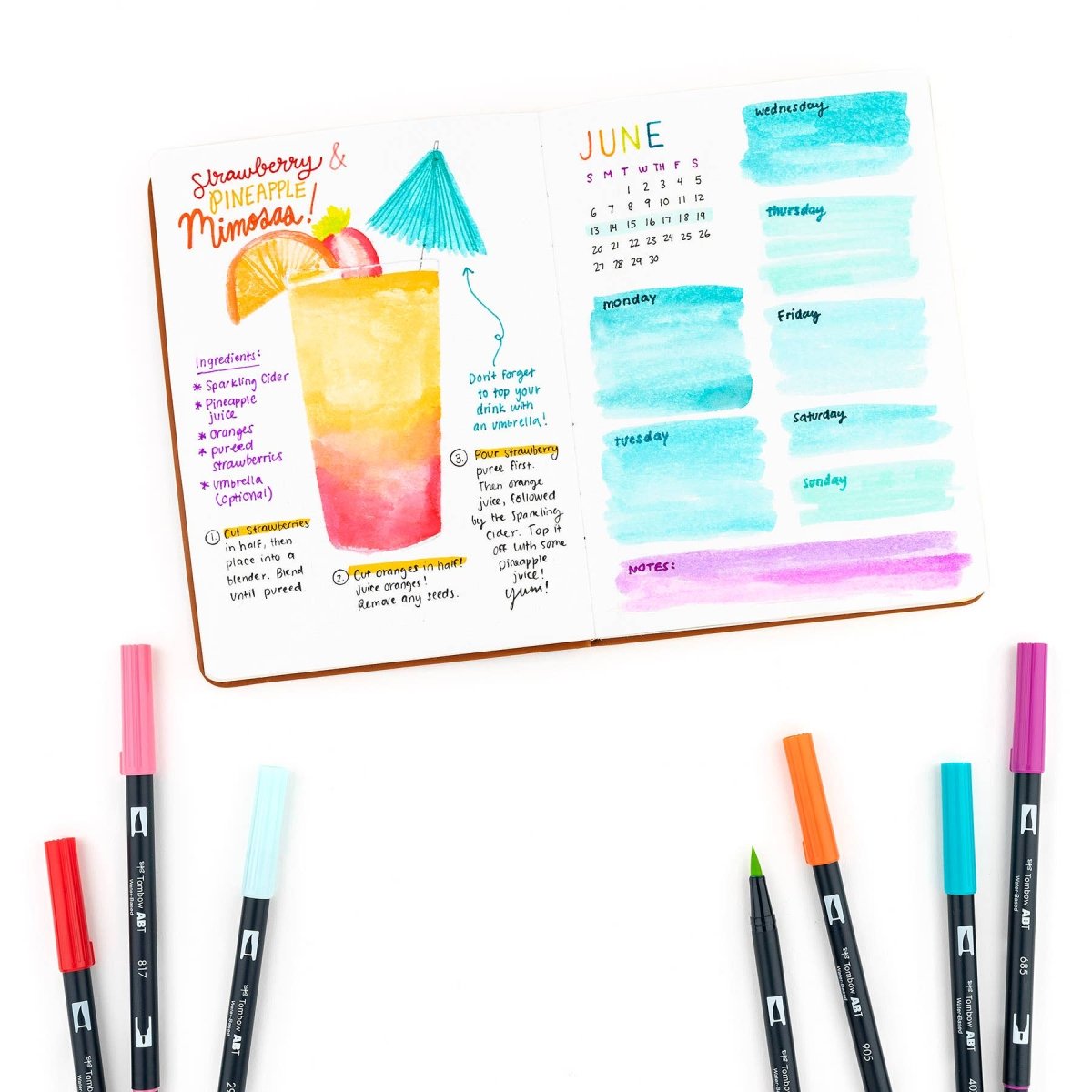 Tombow - Dual Brush Pen Art Markers: Tropical - 10 - Pack - The Merri Artist - merriartist.com