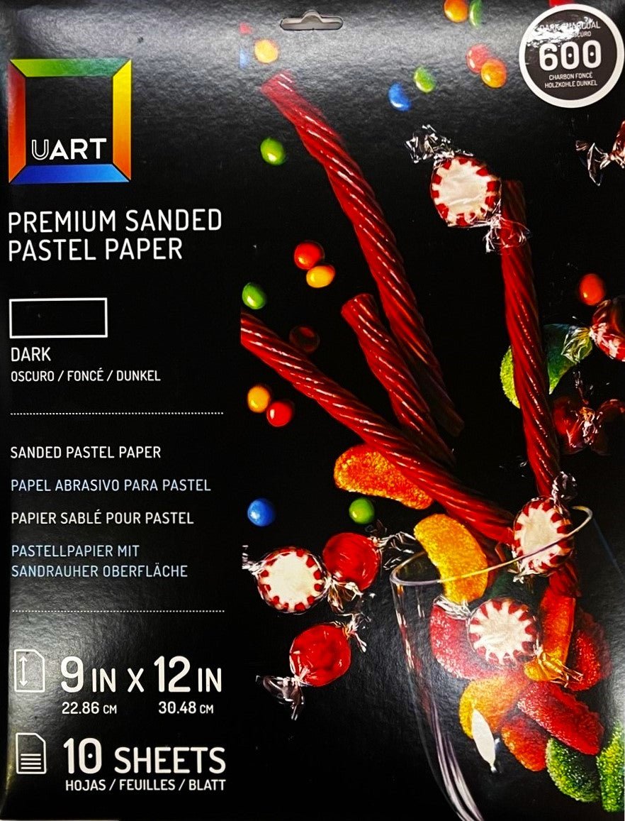 UART Sanded Pastel Paper 600 Grade - Dark (Dark Charcoal) - 9" x 12" - Pack of 10 Sheets - The Merri Artist - merriartist.com