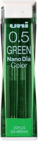 Uni Nano Dia 0.5 mm Colored Mechanical Pencil Lead - Green - The Merri Artist - merriartist.com