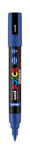 uni POSCA Acrylic Paint Marker - PC - 5BR Felt Brush Tip - Blue - The Merri Artist - merriartist.com