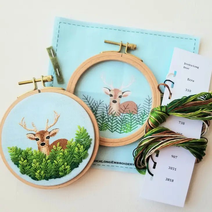 Wild Fern Deer Beginner Needlepoint Kit - The Merri Artist - merriartist.com