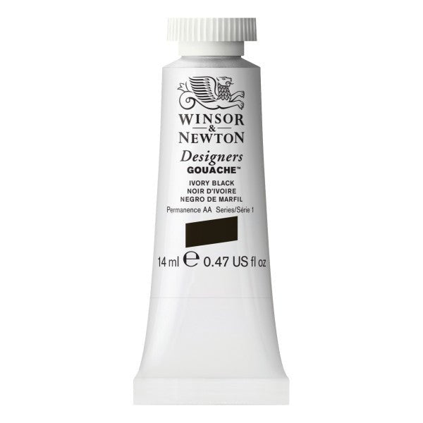 Winsor & Newton Designers Gouache 14ml Ivory Black - The Merri Artist - merriartist.com