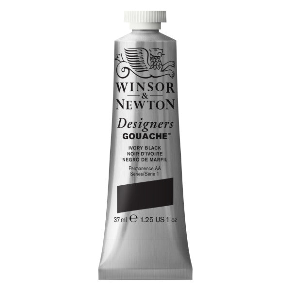 Winsor & Newton Designers Gouache 37ml Ivory Black - The Merri Artist - merriartist.com