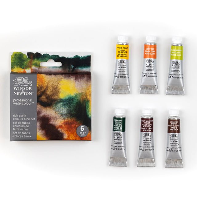Winsor & Newton Professional Watercolor Rich Earth Colors Set - 6 x 5ml tubes - The Merri Artist - merriartist.com