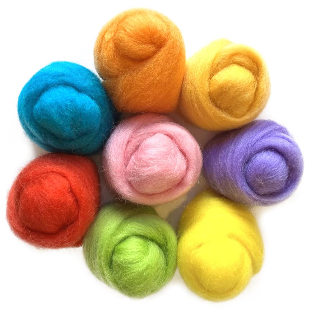Wistyria Editions Wool Roving 15" - Pack of 8 Color colors (0.25 oz each) - Confetti - The Merri Artist - merriartist.com