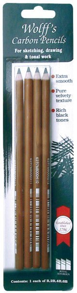 Wolff's Carbon Pencil - 4 pencil set (B, 2B, 4B and 6B) - The Merri Artist - merriartist.com