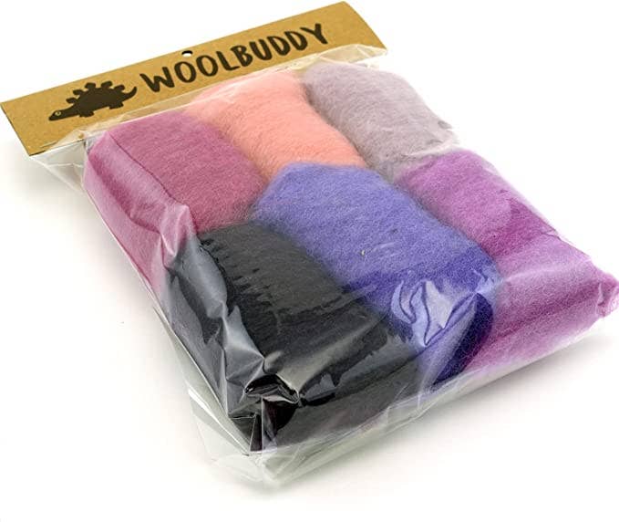 Woolbuddy - Corriedale Wool Fiber Sampler – Natural Roving - Pink Purple - The Merri Artist - merriartist.com