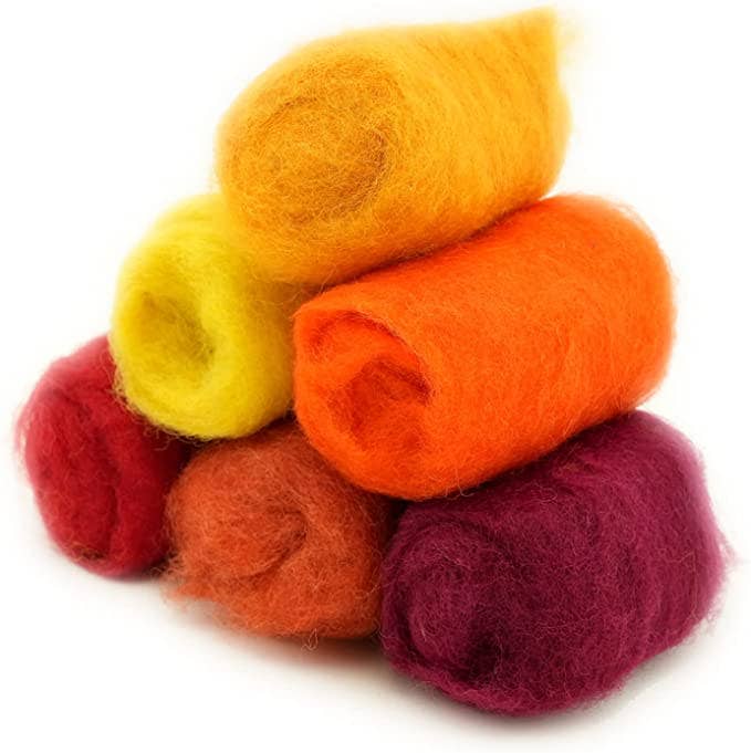 Woolbuddy - Corriedale Wool Fiber Sampler – Natural Roving - Red Orange - The Merri Artist - merriartist.com