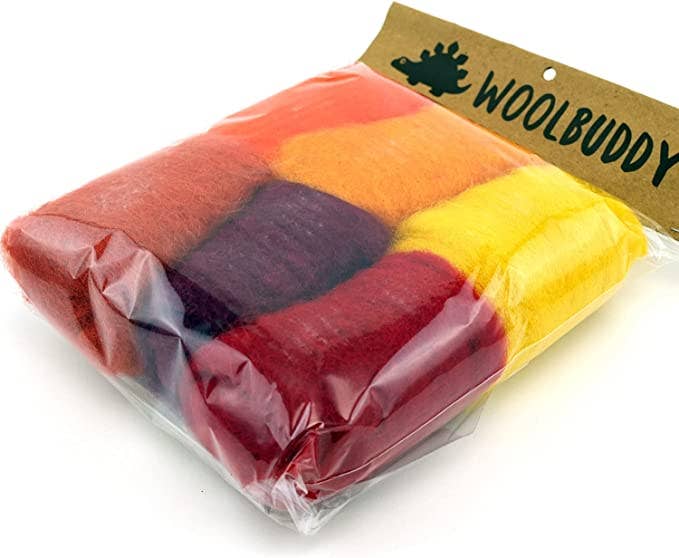 Woolbuddy - Corriedale Wool Fiber Sampler – Natural Roving - Red Orange - The Merri Artist - merriartist.com