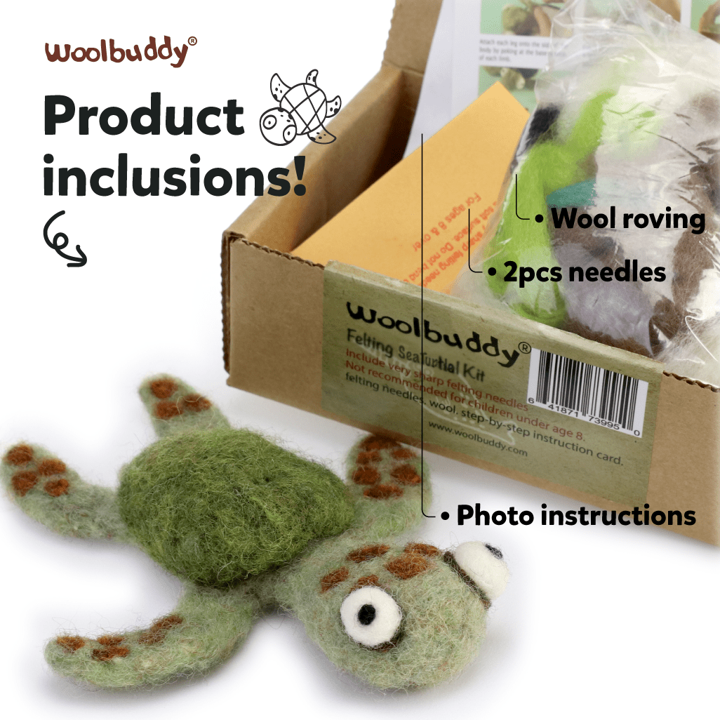 Woolbuddy - DIY Needle Felting Kit - Sea Turtle - The Merri Artist - merriartist.com