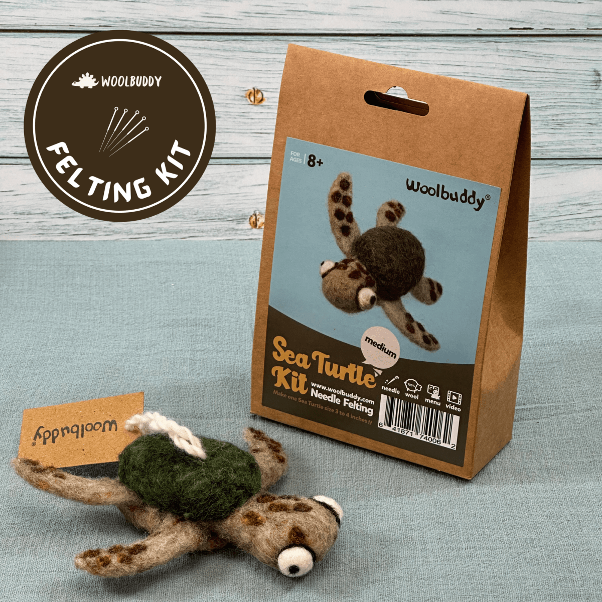 Woolbuddy - DIY Needle Felting Kit - Sea Turtle - The Merri Artist - merriartist.com