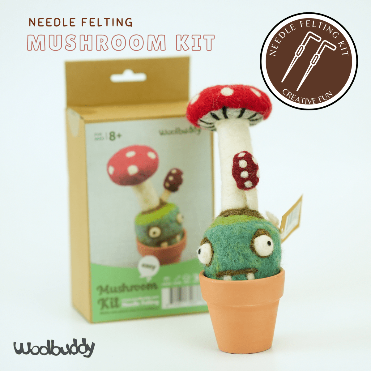 Woolbuddy - DIY Needle Felting Monster Kit – Mushroom - The Merri Artist - merriartist.com
