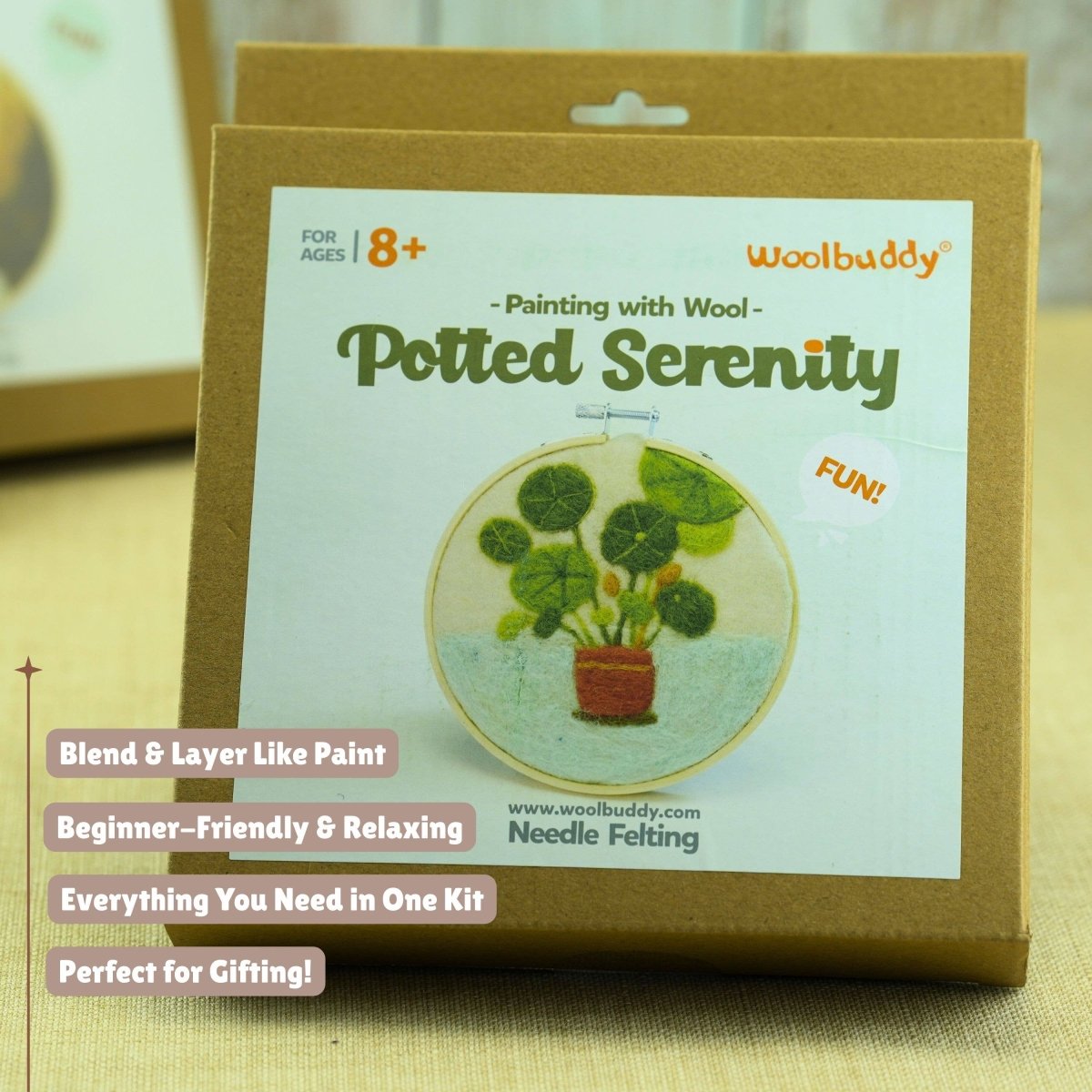 Woolbuddy - Wool Painting Kit: Potted Serenity Plant - The Merri Artist - merriartist.com