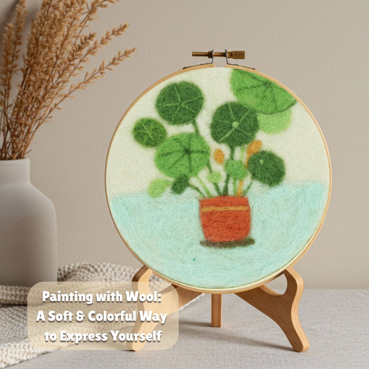 Woolbuddy - Wool Painting Kit: Potted Serenity Plant - The Merri Artist - merriartist.com