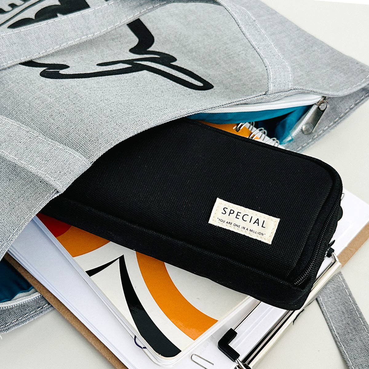 Wrapables.com - Wrapables Large Capacity Pencil Case, 3 Compartment Pouch - Black - The Merri Artist - merriartist.com