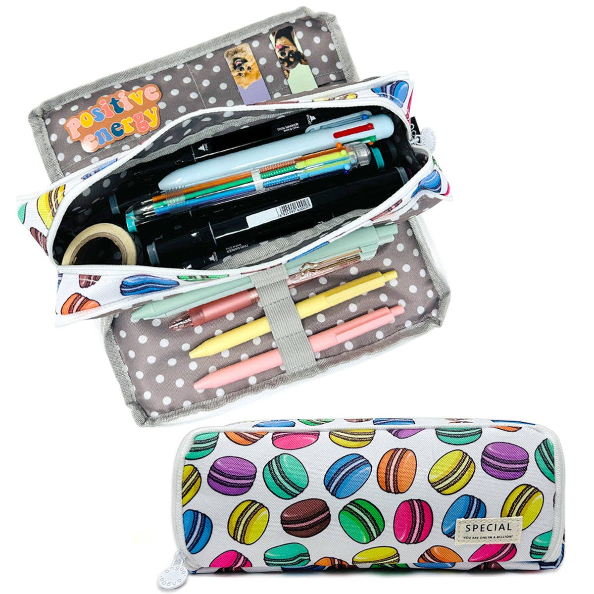Wrapables.com - Wrapables Large Capacity Pencil Case, 3 Compartment Pouch - Macarons - The Merri Artist - merriartist.com