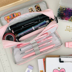 Wrapables.com - Wrapables Large Capacity Pencil Case, 3 Compartment Pouch - Macarons - The Merri Artist - merriartist.com
