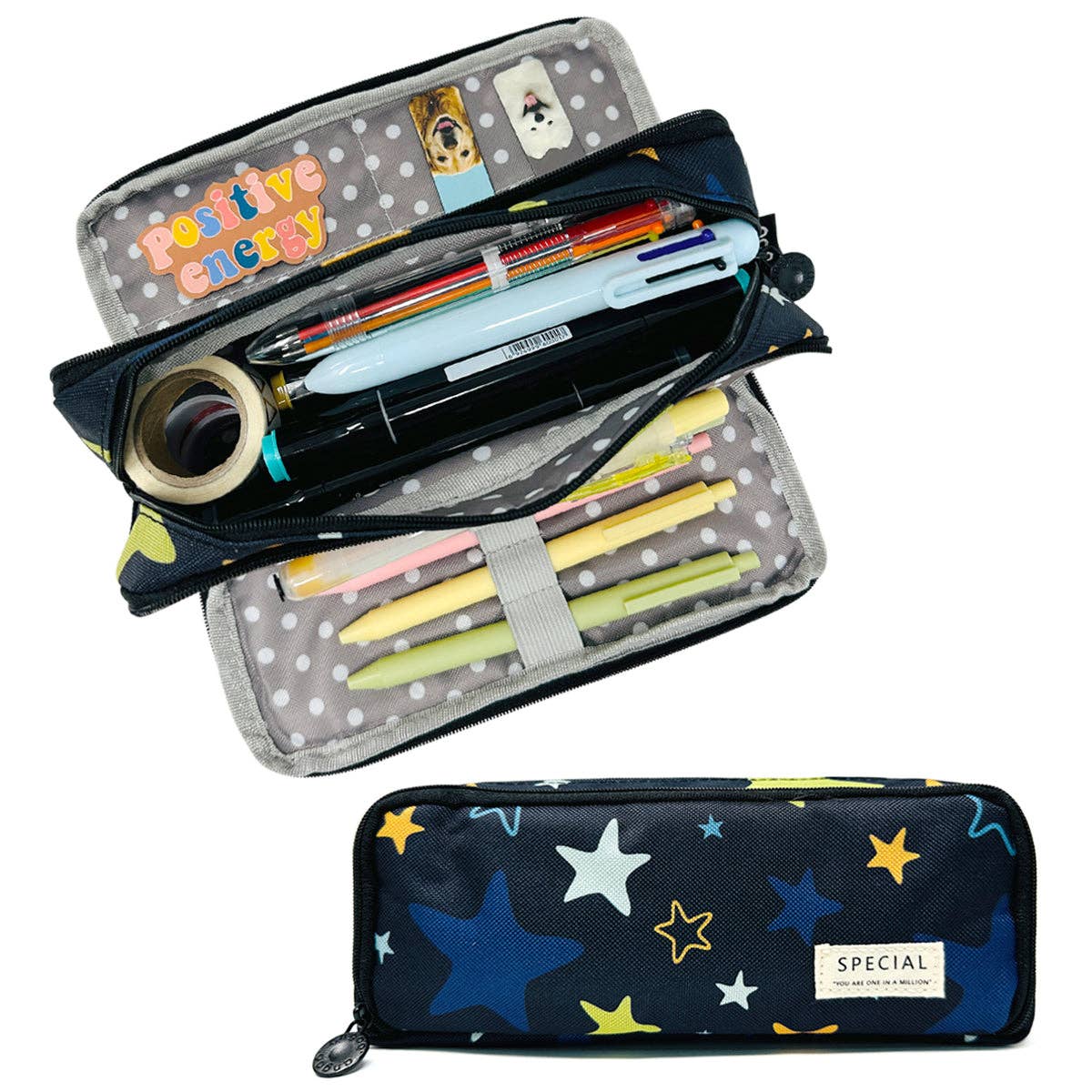 Wrapables.com - Wrapables Large Capacity Pencil Case, 3 Compartment Pouch - Macarons - The Merri Artist - merriartist.com
