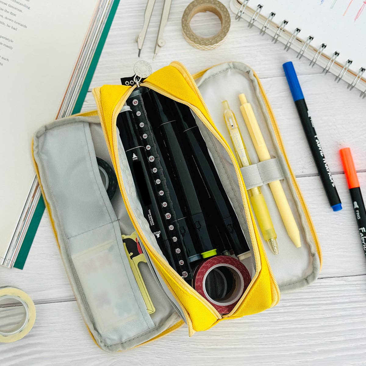 Wrapables.com - Wrapables Large Capacity Pencil Case, 3 Compartment Pouch - Macarons - The Merri Artist - merriartist.com