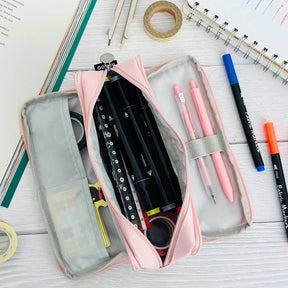 Wrapables.com - Wrapables Large Capacity Pencil Case, 3 Compartment Pouch - Macarons - The Merri Artist - merriartist.com