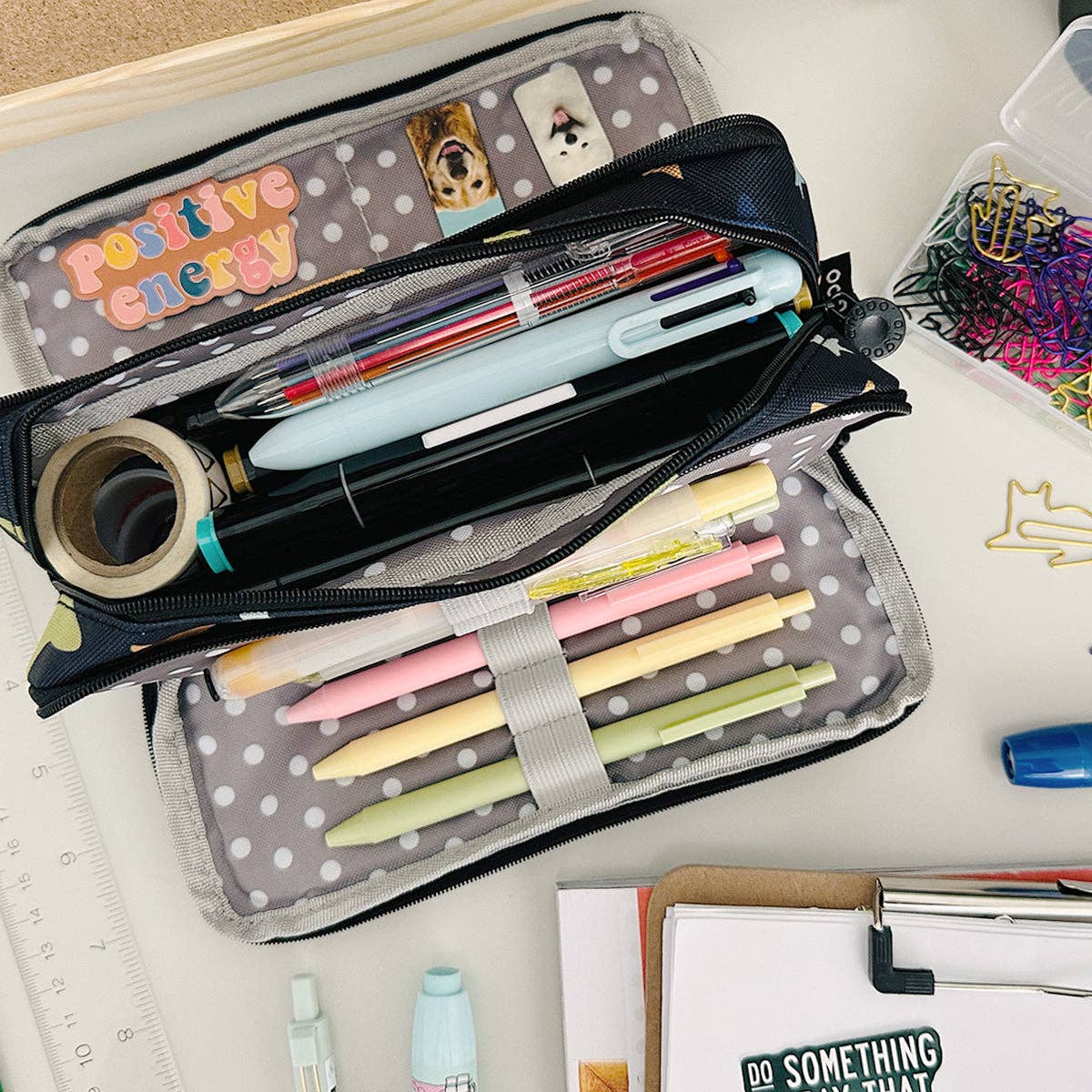 Wrapables.com - Wrapables Large Capacity Pencil Case, 3 Compartment Pouch - Macarons - The Merri Artist - merriartist.com