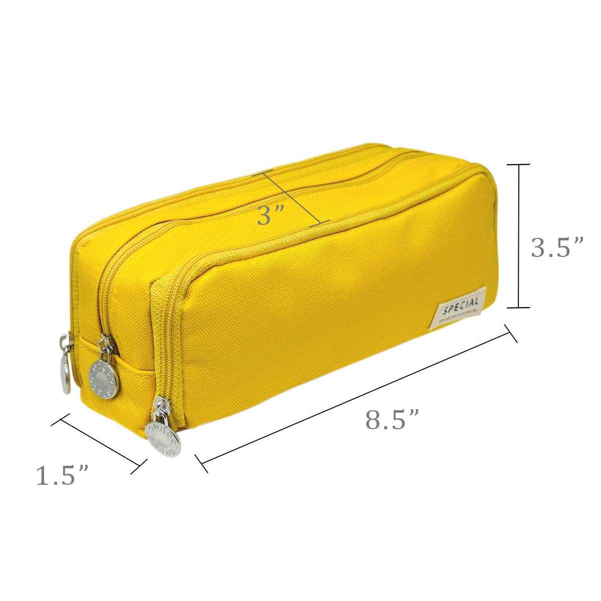 Wrapables.com - Wrapables Large Capacity Pencil Case, 3 Compartment Pouch - Yellow - The Merri Artist - merriartist.com