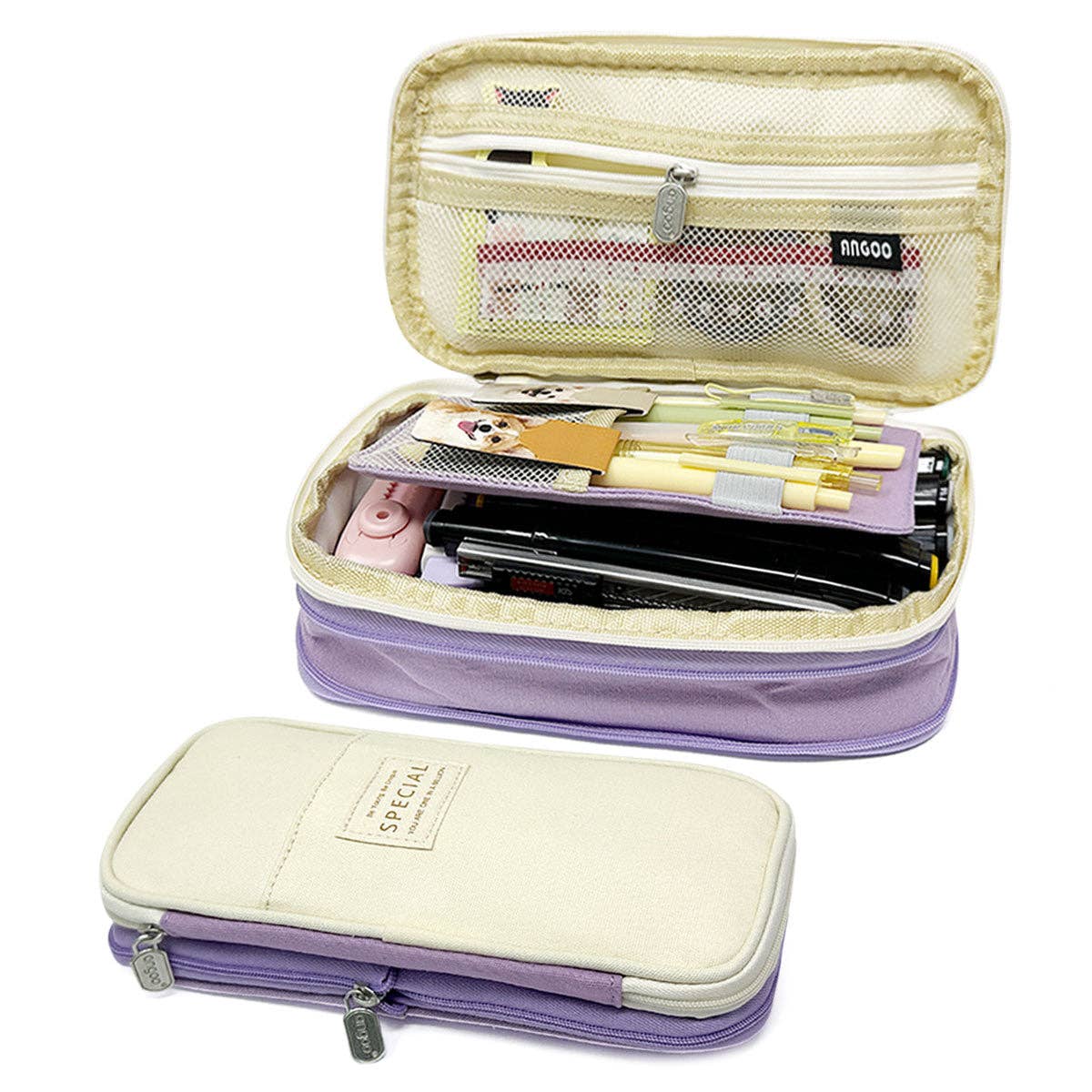 Wrapables.com - Wrapables Large Capacity Pencil Case Expandable Pencil Pouch - Lavender - The Merri Artist - merriartist.com