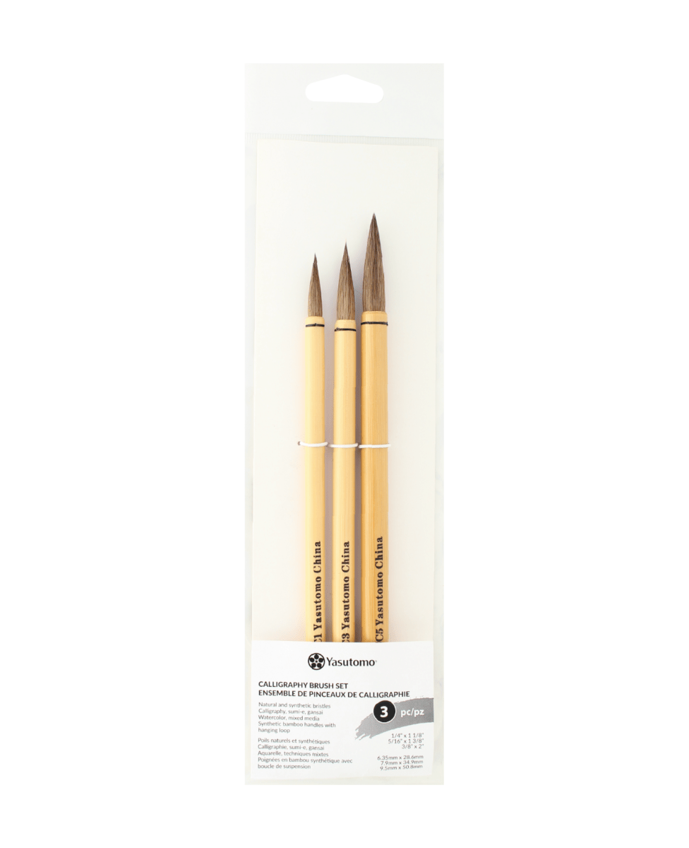 Yasutomo Bamboo Sumi Brush Set 3 Pieces - The Merri Artist - merriartist.com