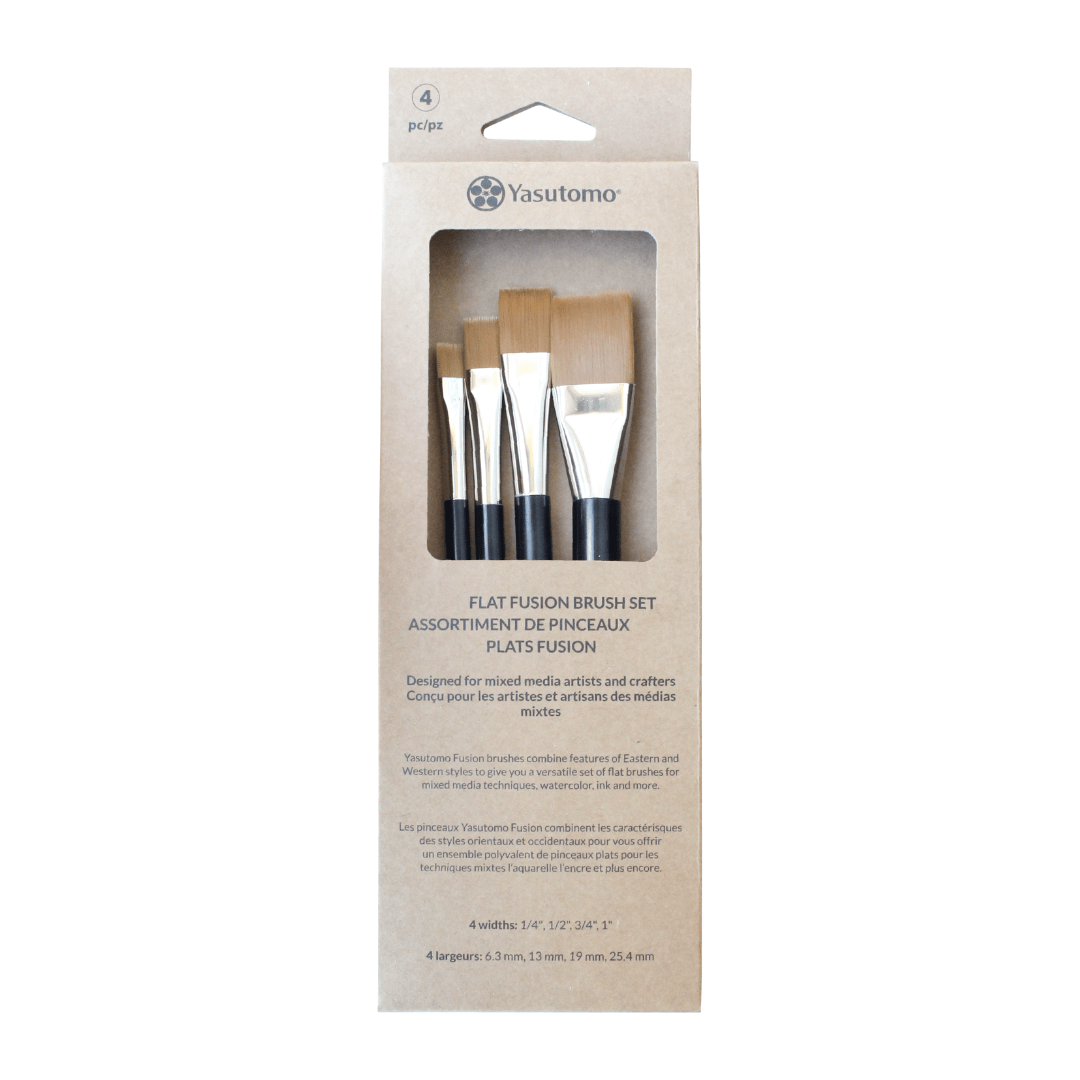 Yasutomo Fusion Brush Flat Set 4 Pieces (1/4″, 1/2″, 3/4″ and 1″ widths) - The Merri Artist - merriartist.com