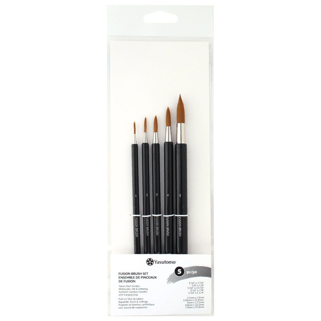 Yasutomo Fusion Brush Set 5 Pieces (FS1, FS2, FS3, FS4 and FS5) - The Merri Artist - merriartist.com