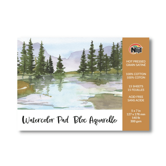 Yasutomo Niji Watercolor Paper Pad - 140lb Hot Press - 5"x7" 15 Sheets - The Merri Artist - merriartist.com